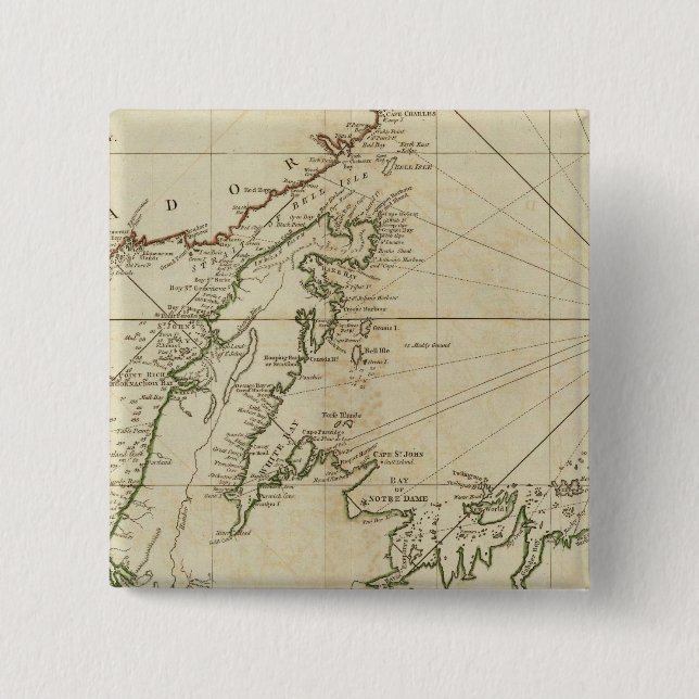 A General Chart Of The Island Of Newfoundland 2 Inch Square Button (Front)