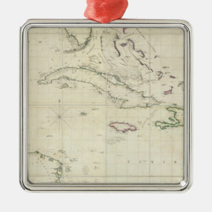 A General Chart of the West Indies Metal Ornament