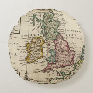 A general map of Great Britain and Ireland Round Pillow