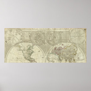 A general map of the world or terraqueous globe poster