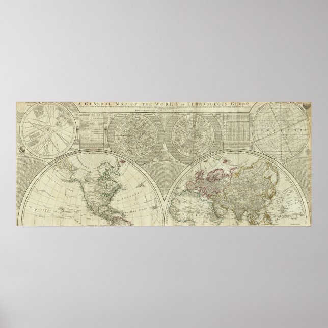 A general map of the world or terraqueous globe poster (Front)