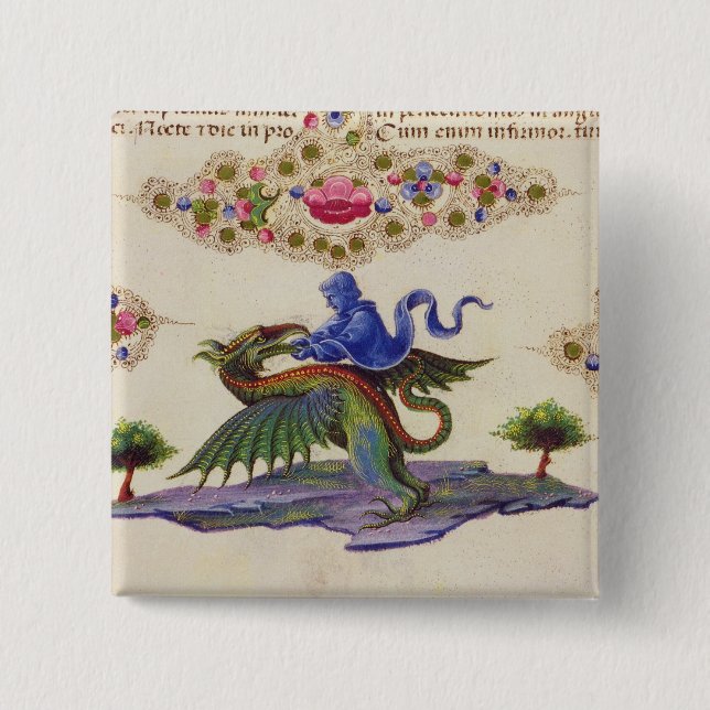 A Genie and Winged Monster 2 Inch Square Button (Front)