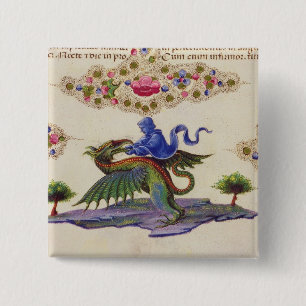 A Genie and Winged Monster 2 Inch Square Button