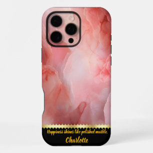 A gentle dance of soft pink marble textures iPhone 16 pro max case