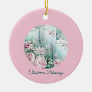 A Gentle Light – Pastel Christmas Card Ceramic Ornament