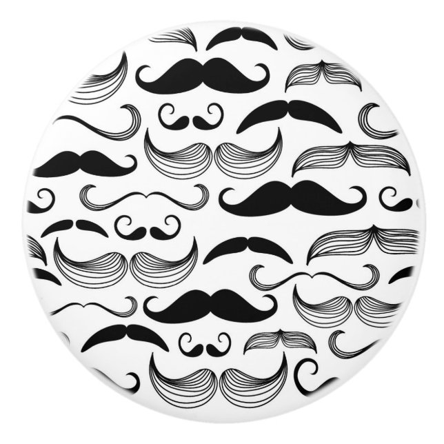 A Gentlemen's Club. Moustache pattern 2 Ceramic Knob (Front)