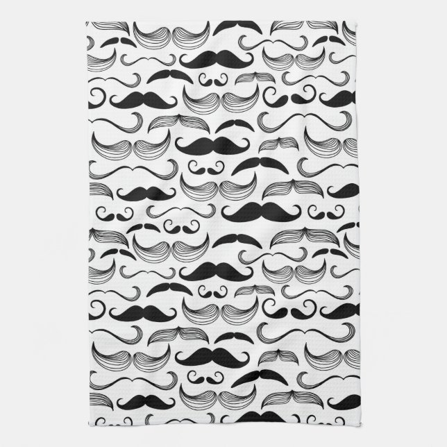 A Gentlemen's Club. Moustache pattern 2 Kitchen Towel (Vertical)