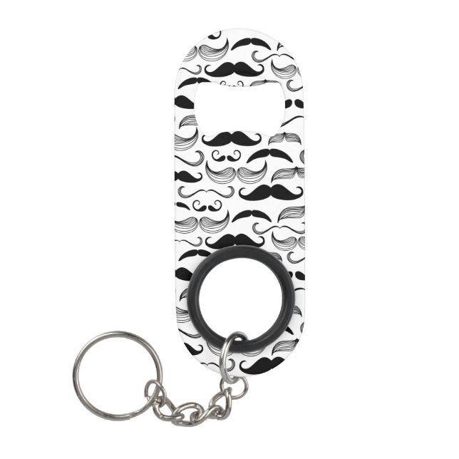A Gentlemen's Club. Moustache pattern 2 Mini Bottle Opener (Front)