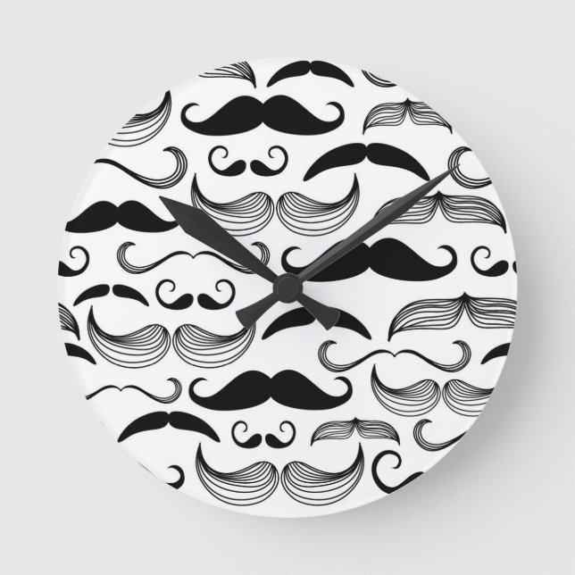 A Gentlemen's Club. Moustache pattern 2 Round Clock (Front)