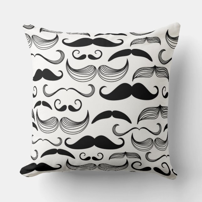 A Gentlemen's Club. Moustache pattern 2 Throw Pillow (Front)
