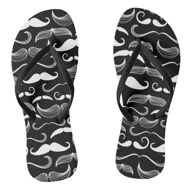 A Gentlemen's Club. Moustache pattern Flip Flops (Footbed)