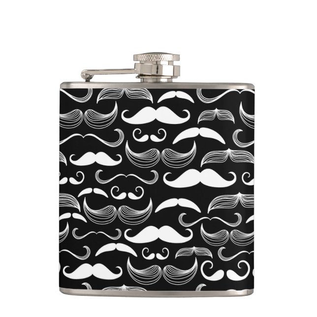 A Gentlemen's Club. Moustache pattern Hip Flask (Front)