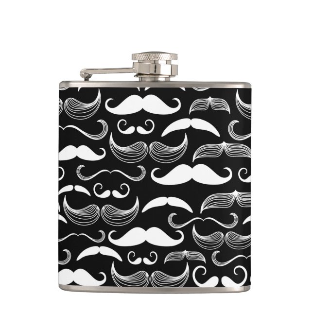 A Gentlemen's Club. Moustache pattern Hip Flask (Front)