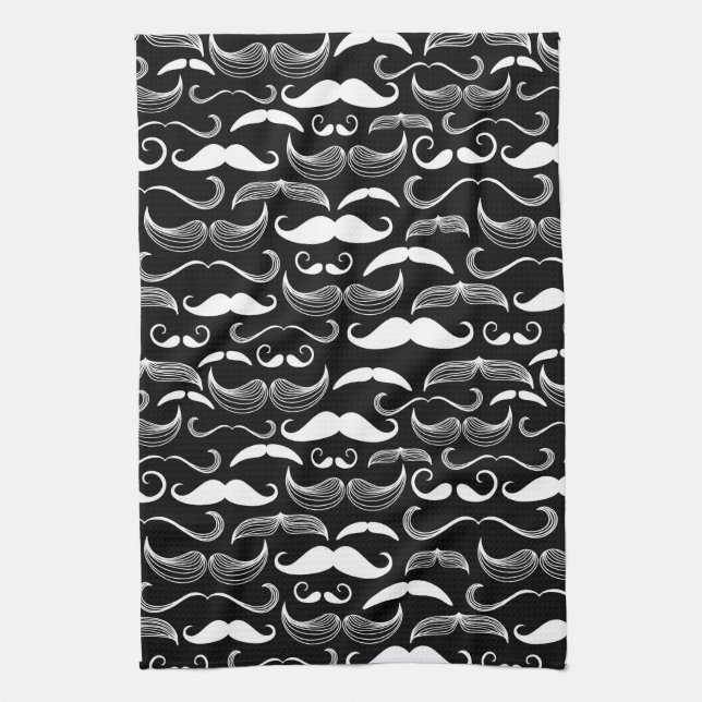 A Gentlemen's Club. Moustache pattern Kitchen Towel (Vertical)