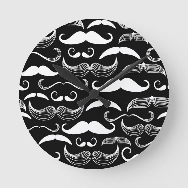 A Gentlemen's Club. Moustache pattern Round Clock (Front)