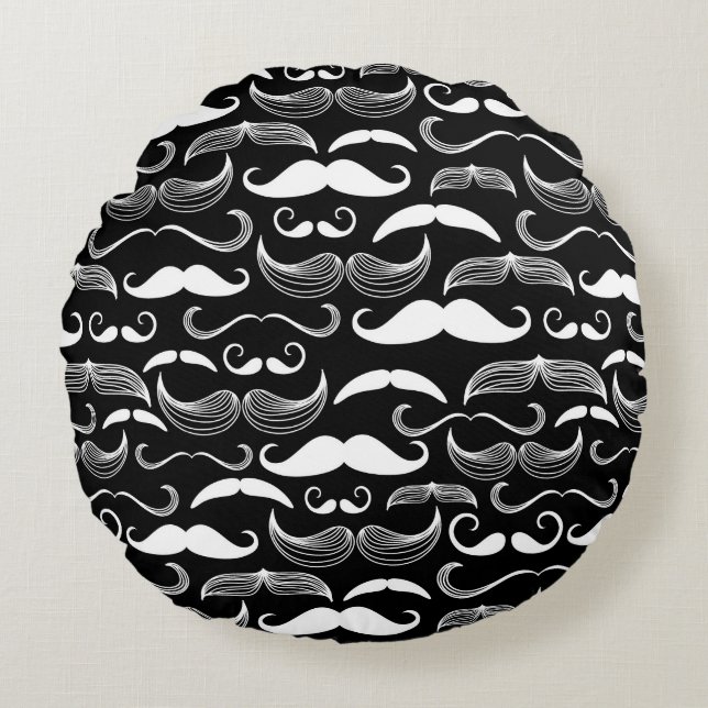A Gentlemen's Club. Moustache pattern Round Pillow (Front)