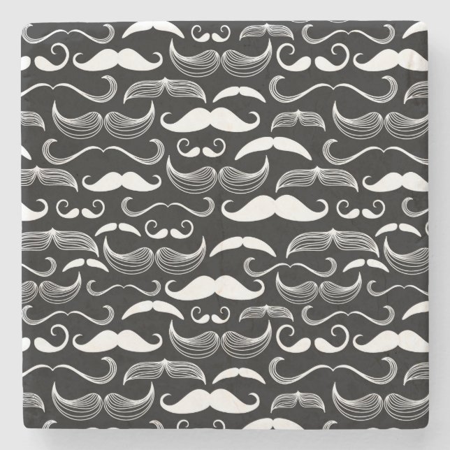A Gentlemen's Club. Moustache pattern Stone Coaster (Front)