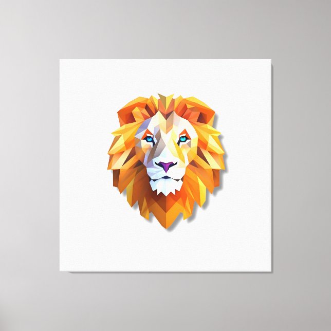 A GEOMETRIC LION Faux Canvas Print (Front)