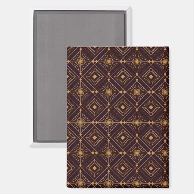 A geometric pattern featuring gold diamond shapes magnet (Front/Back)
