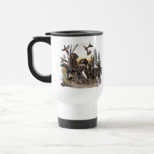 A German Shorthaired Pointer on point Travel Mug