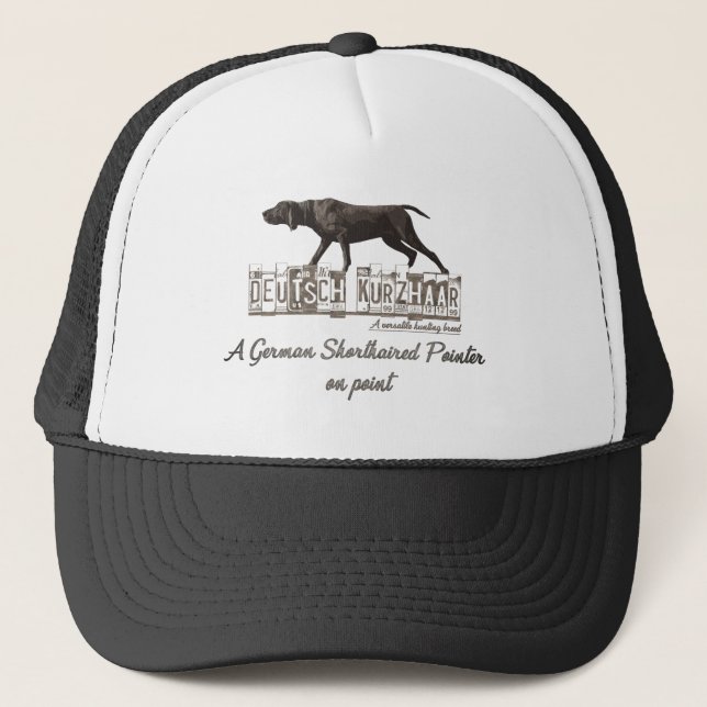 A German Shorthaired Pointer on point     Trucker Hat (Front)