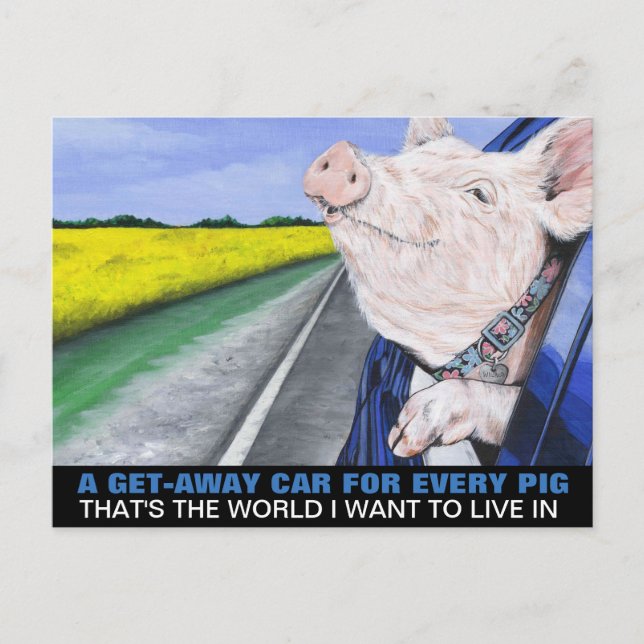 A Get-Away Car For Every Pig Postcard (Front)