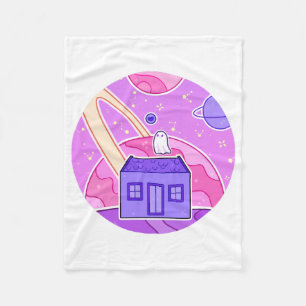 A ghost that lives on space fleece blanket