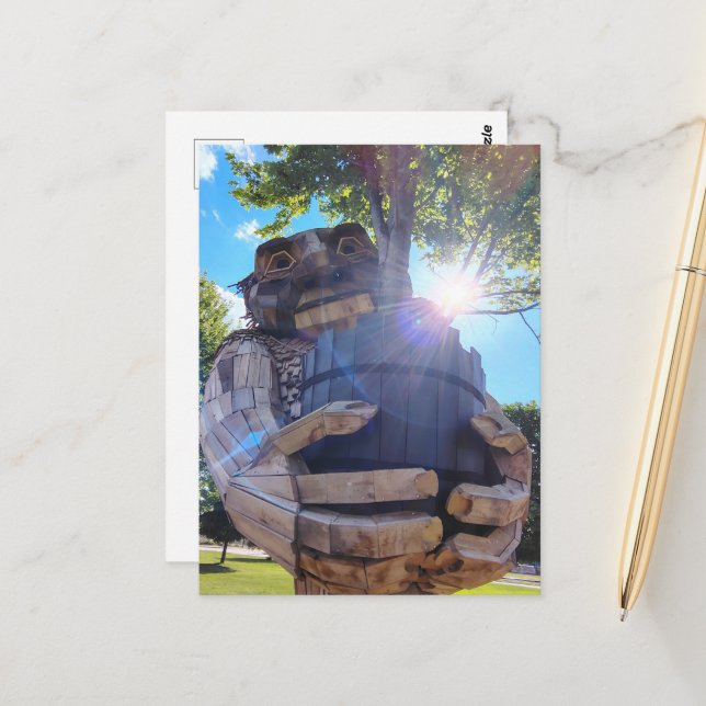 A Giant Troll Holds Up a Tree Postcard (Front/Back In Situ)