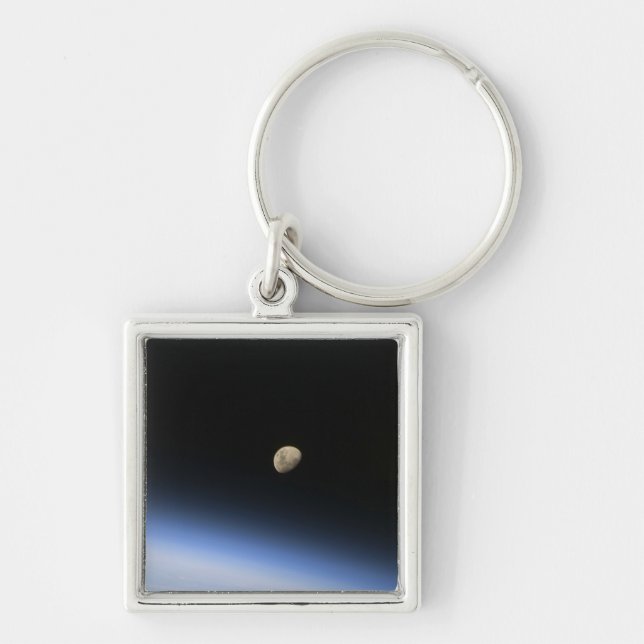 A gibbous moon visible above Earth's atmosphere 2 Keychain (Front)