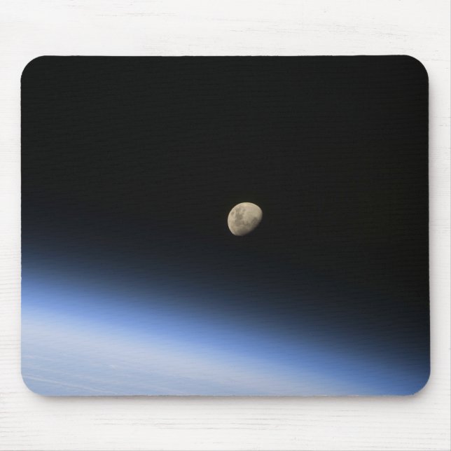 A gibbous moon visible above Earth's atmosphere 2 Mouse Pad (Front)