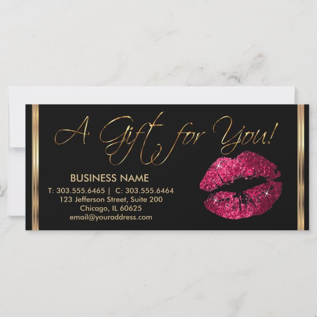 *A Gift Certificate Hot Pink Lipstick Business (Front)