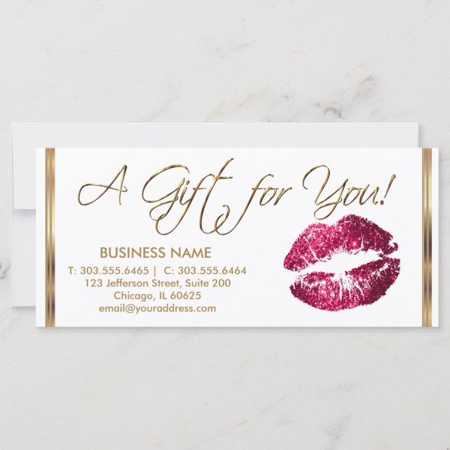 A Gift Certificate Hot Pink Lipstick Business 2 (Front)