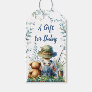 A Gift for Baby   Fishing Baby and Teddy Bear Tags