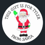 A Gift For To and From Santa Gift Tag<br><div class="desc">Cute hand drawn cartoon whimsical holiday festive Santa to and from gift tag sticker. Just add a name in the personalize area!</div>