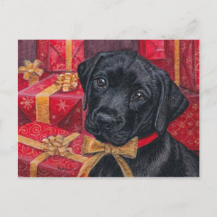 A Gift for You Black Lab Pup Christmas postcard