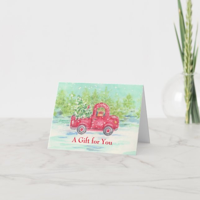 A Gift For You Christmas Red Truck Enclosure Cards (Front)
