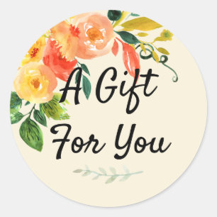 A Gift For You Round Pretty Floral Stickers set 20