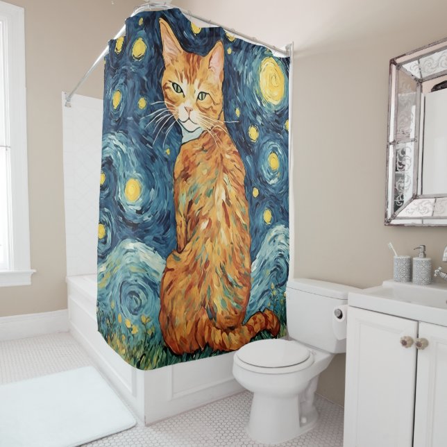 A Ginger Tabby Cat in The Starry Night (In Situ)