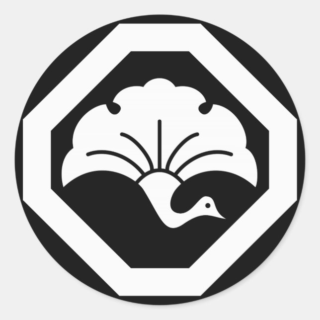 A Ginkgo Crane in a Corner Classic Round Sticker (Front)