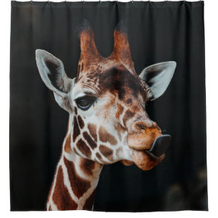 A GIRAFFE AT CALGARY ZOO POKING HIS TONGUE OUT