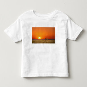 A Giraffe couple walks into the sunset, in Toddler T-shirt