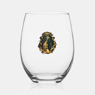 A Giraffe Inside An Archway Decorated With Shiny C Stemless Wine Glass