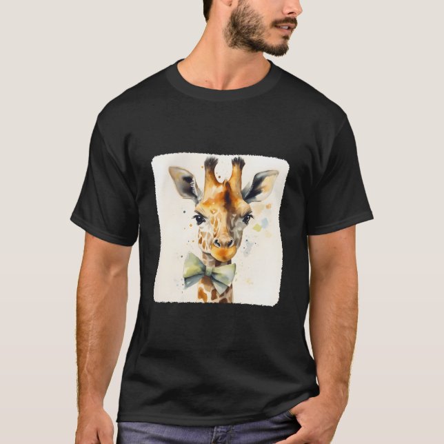 A Giraffe With A Bow Tie Fashion Fashionable Anima T-Shirt (Front)
