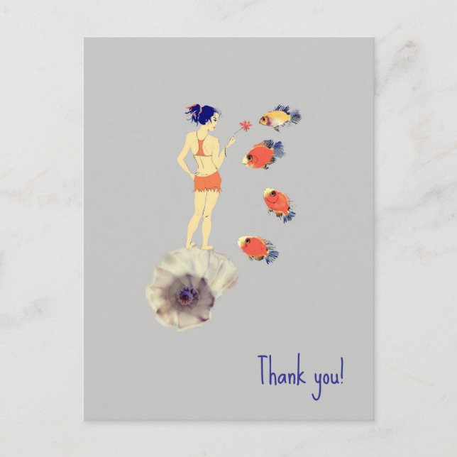 A girl and fish postcard (Front)