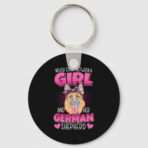 A Girl And German Shepherd Keychain