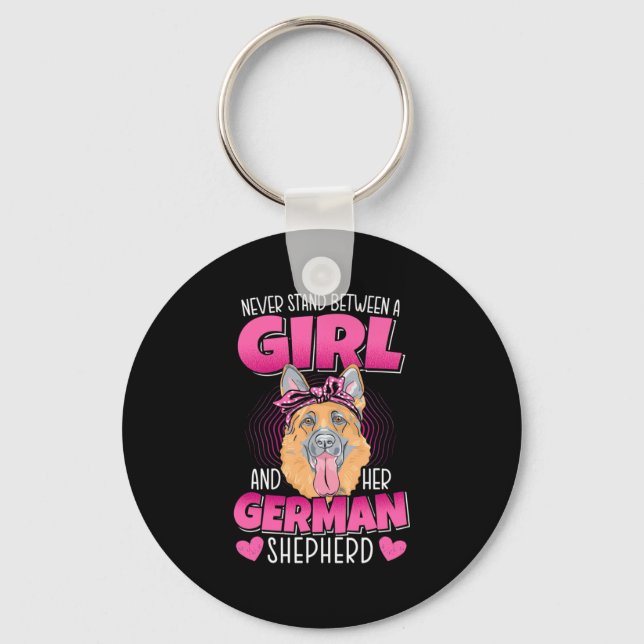 A Girl And German Shepherd Keychain (Front)