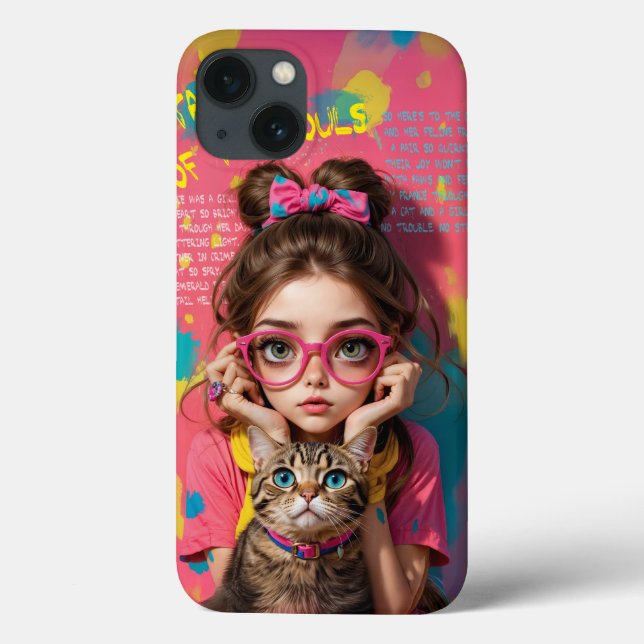 A Girl and Her Cat- Cute Anime Illustration Case-Mate iPhone Case (Back)