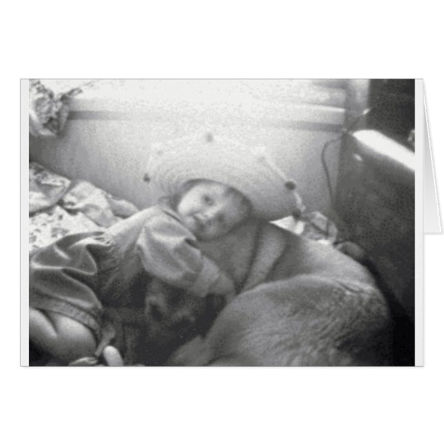 A girl and her dog B&W Photo Image (Front Horizontal)