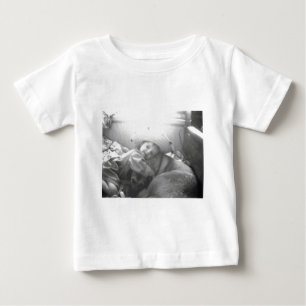 A girl and her dog B&W Photo Image Baby T-Shirt