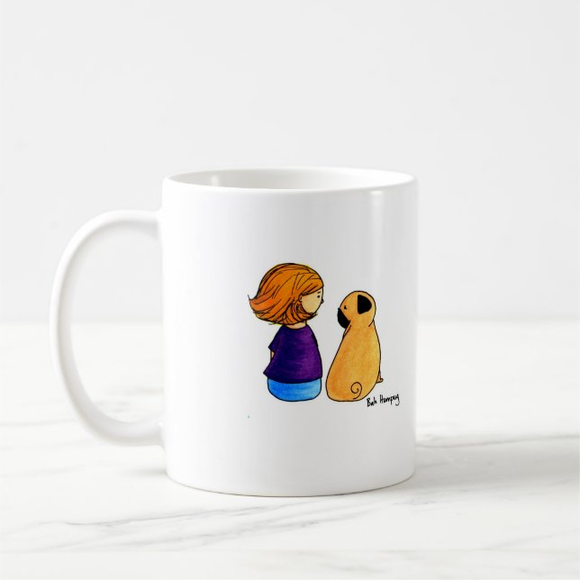 A Girl and Her Pug (blonde) Coffee Mug (Left)
